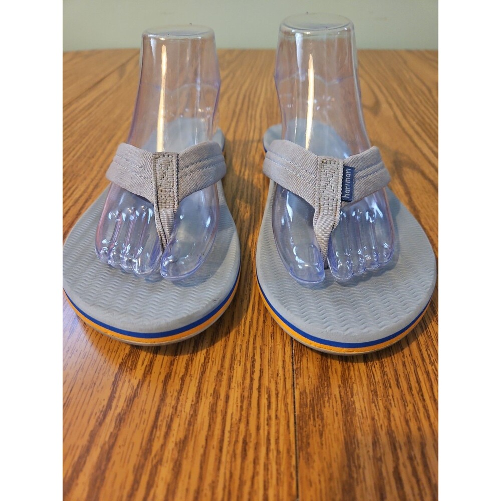 Hari Mari Men Size 10 Gray Comfort Flip Flops Fabric Strap Beach Casual Sandals